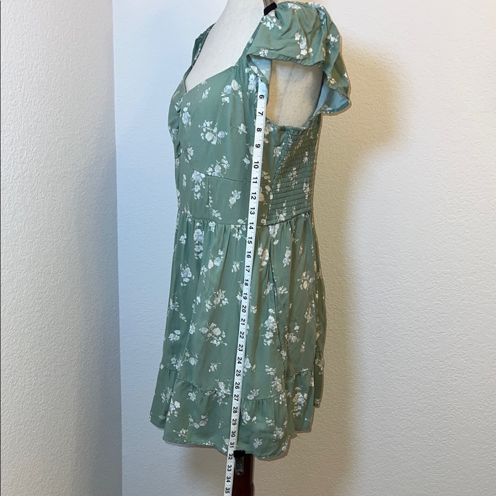 Hollister Green Tiered Skater Skirt Knee-Length Casual - Picture 5 of 9
